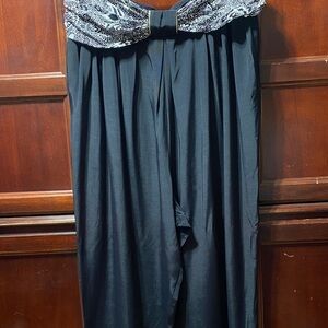 Maggie Lawrence vintage plus size 26/28 Black Rayon Pants with fancy waistband